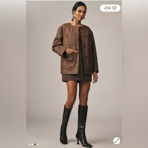 $228 NWT Anthropologie Avec Les Filles Oversized Faux-Suede Jacket Sz L